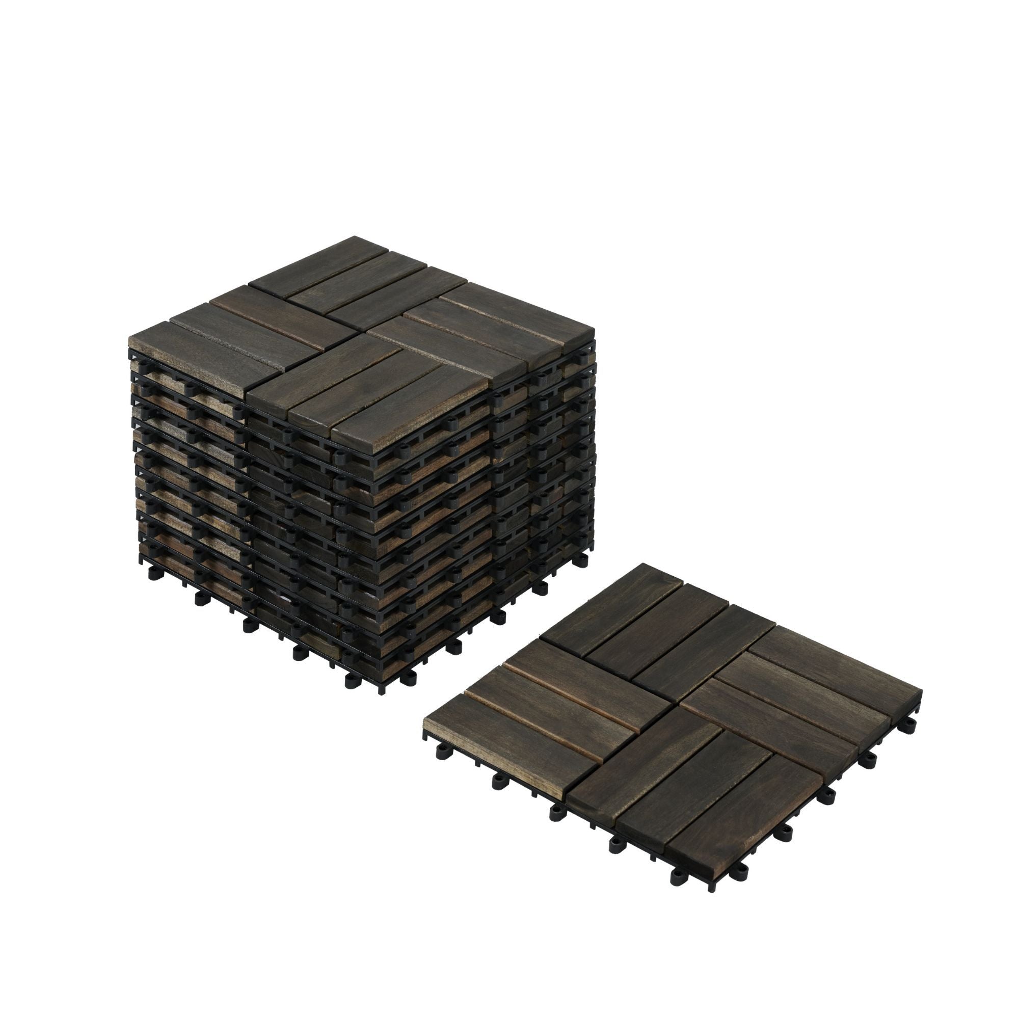 Acacia Wood Interlocking Deck Tiles Checker Pattern For Outdoor Flooring by HouseOfZazla