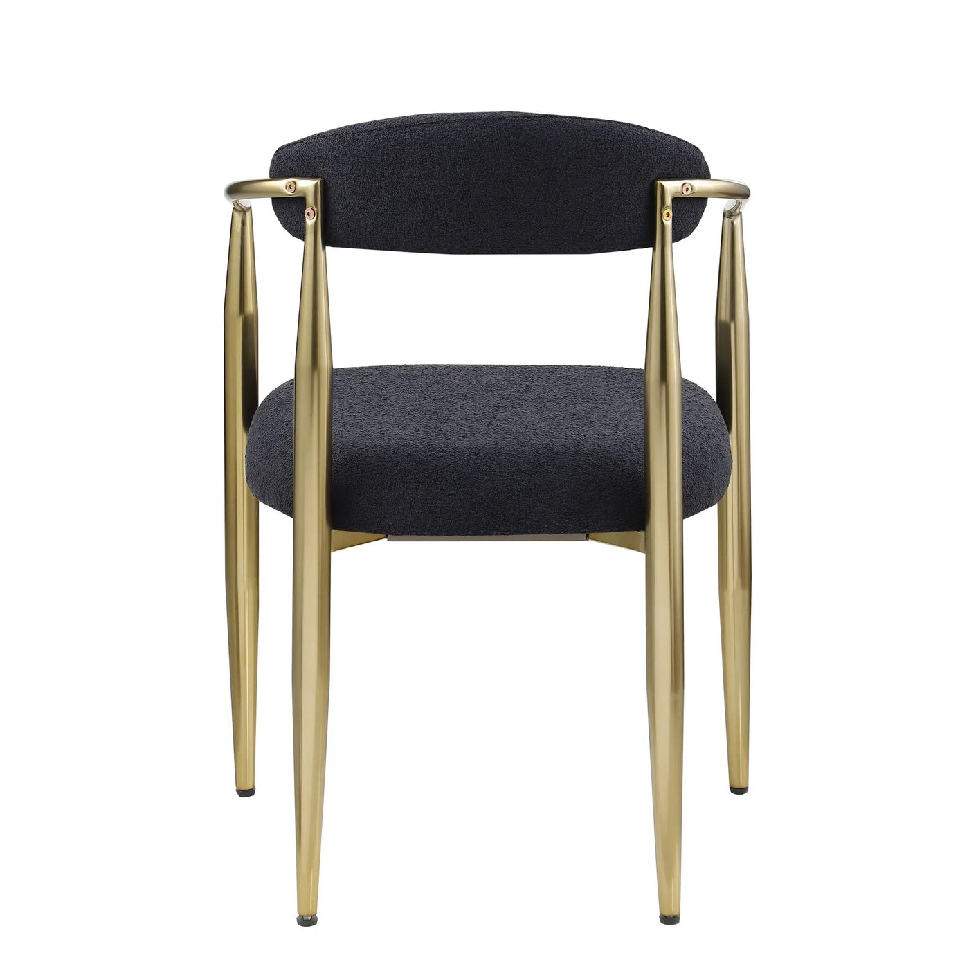 Dining Chairs (Set of 2), Mid-Century Modern Dining Chairs, Kitchen Dining Room Chairs, Round Boucle Backrest Sherpa Dining Chair With Metal Legs by Unique Piece Furniture