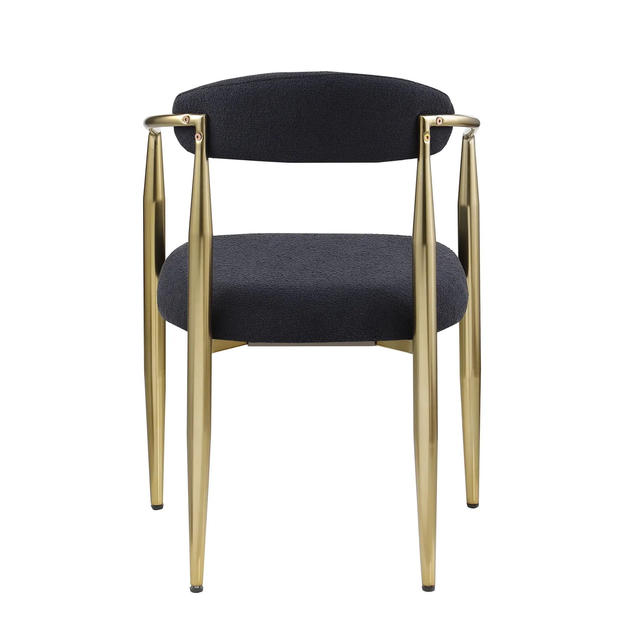 Dining Chairs (Set of 2), Mid-Century Modern Dining Chairs, Kitchen Dining Room Chairs, Round Boucle Backrest Sherpa Dining Chair With Metal Legs by Unique Piece Furniture