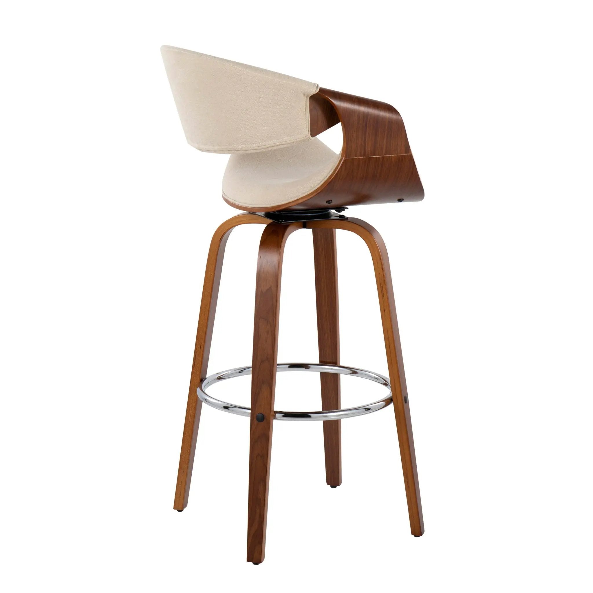 Curvini Mid - Century Modern Fixed Height Barstool With Swivel (Set of 2) by Unique Piece Furniture