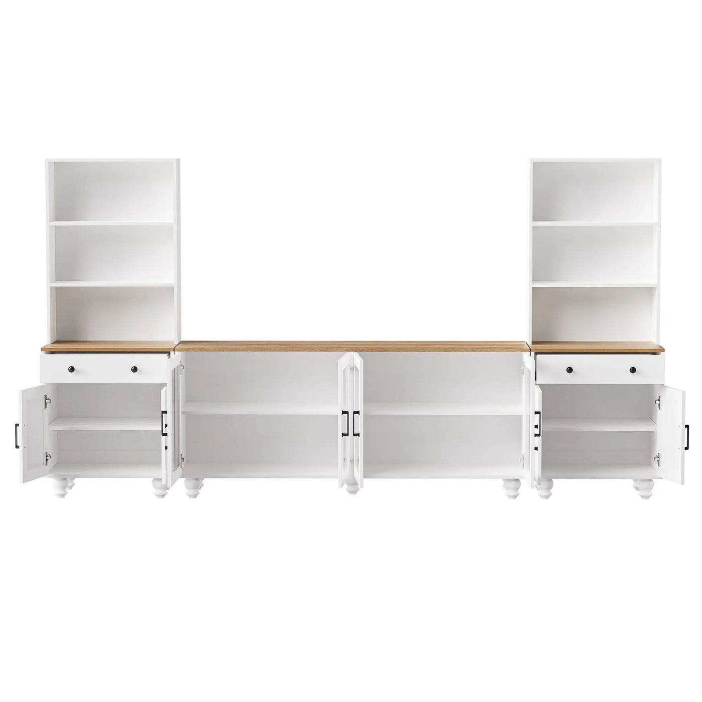 Farmhouse TV Stand With Solid Wood Gourd Shaped Legs For TVs Up To 70" by HouseOfZazla