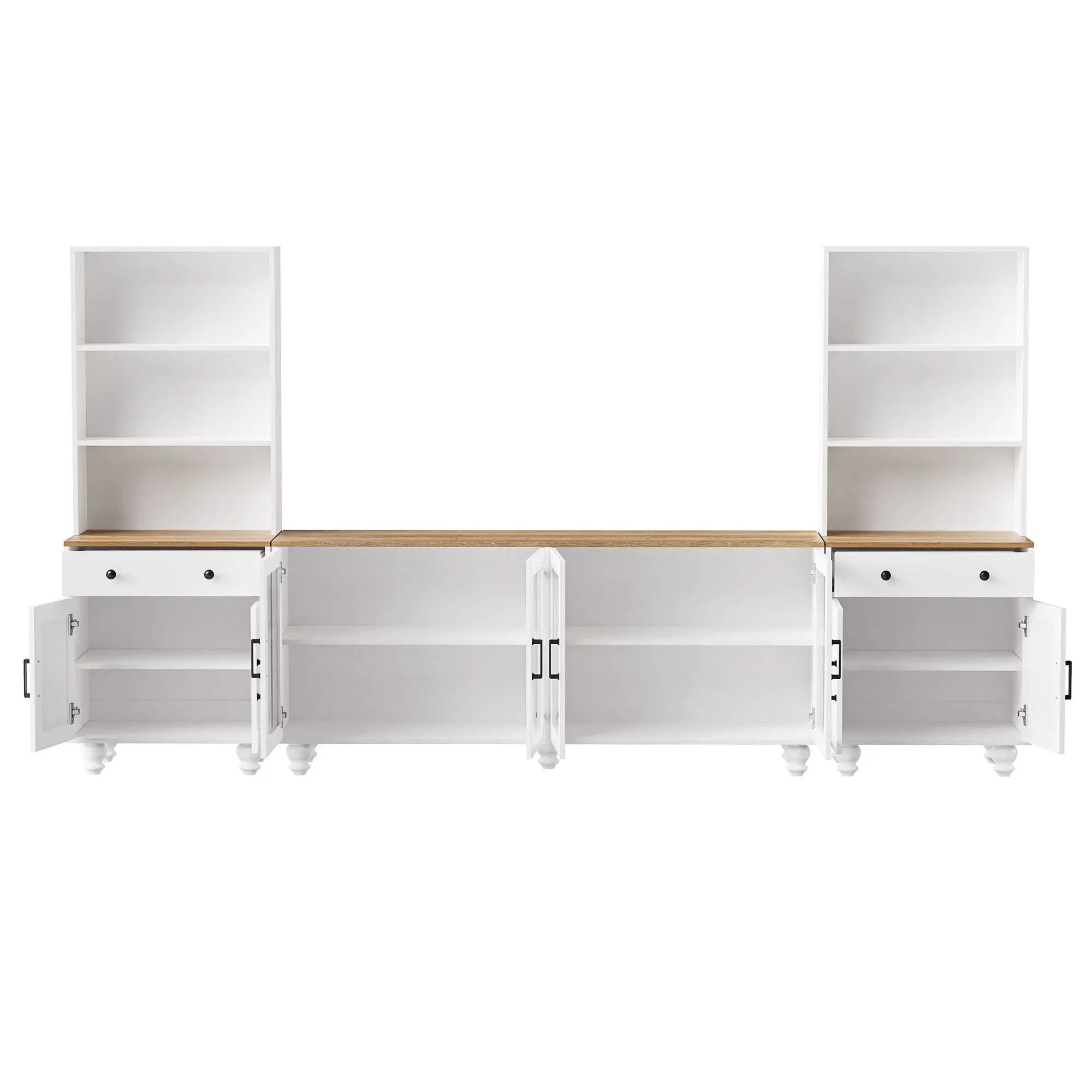 Farmhouse TV Stand With Solid Wood Gourd Shaped Legs For TVs Up To 70" by HouseOfZazla