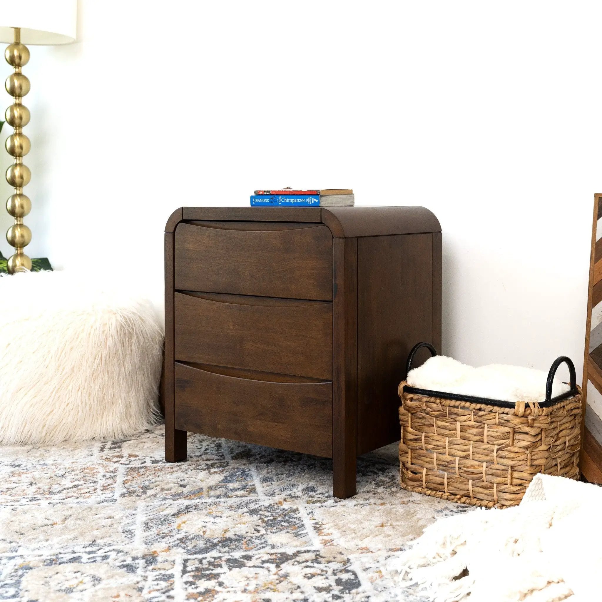 Lionel - Nightstand 3 Drawer Bed Side Table - Brown by HouseOfZazla