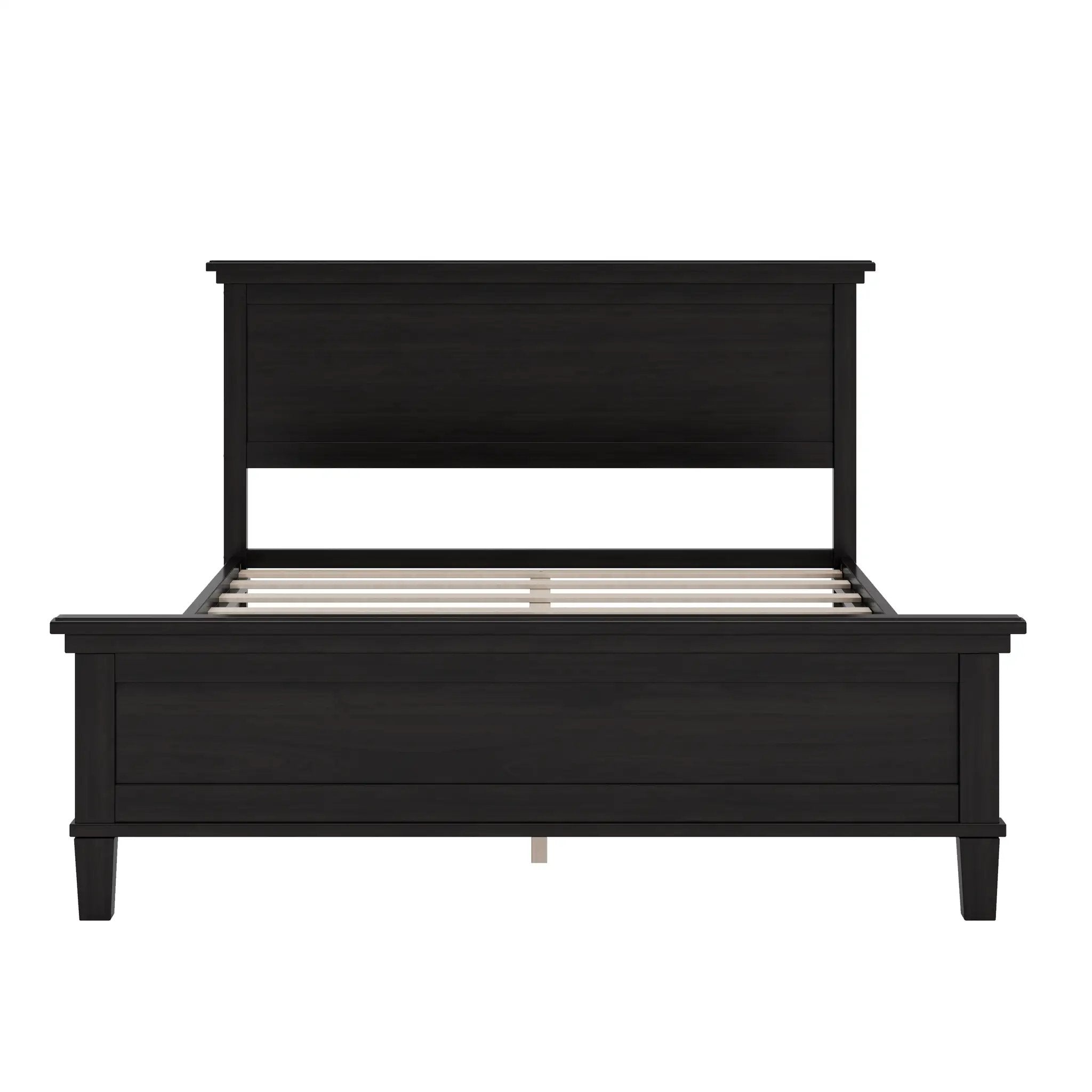 Mid-Century Modern Wood Platform Bed Frame with Headboard by HouseOfZazla