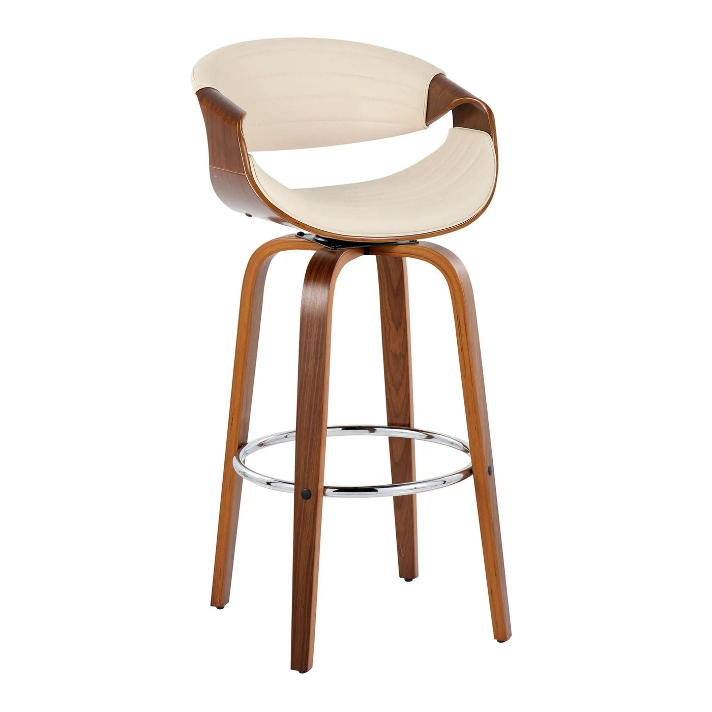 Symphony - Mid Century Modern Fixed Height Barstool With Swivel With Round Footrest (Set of 2) by HouseOfZazla