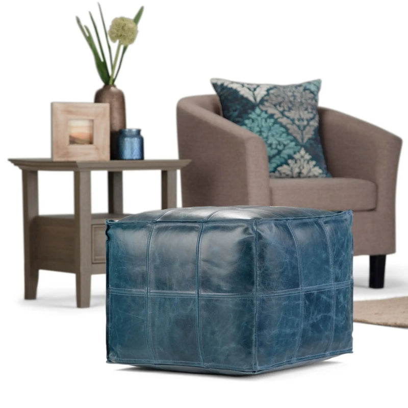 Manning - Square Pouf - Teal by Unique Piece Furniture