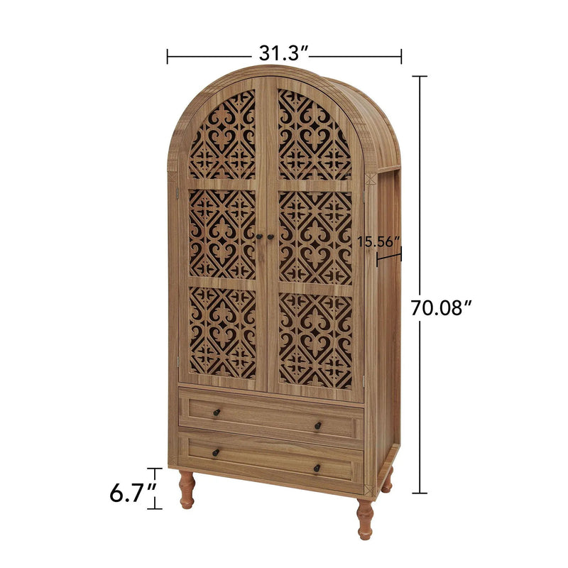 Tall Kitchen Pantry Cabinet With Hollow Carved Doors by HouseOfZazla