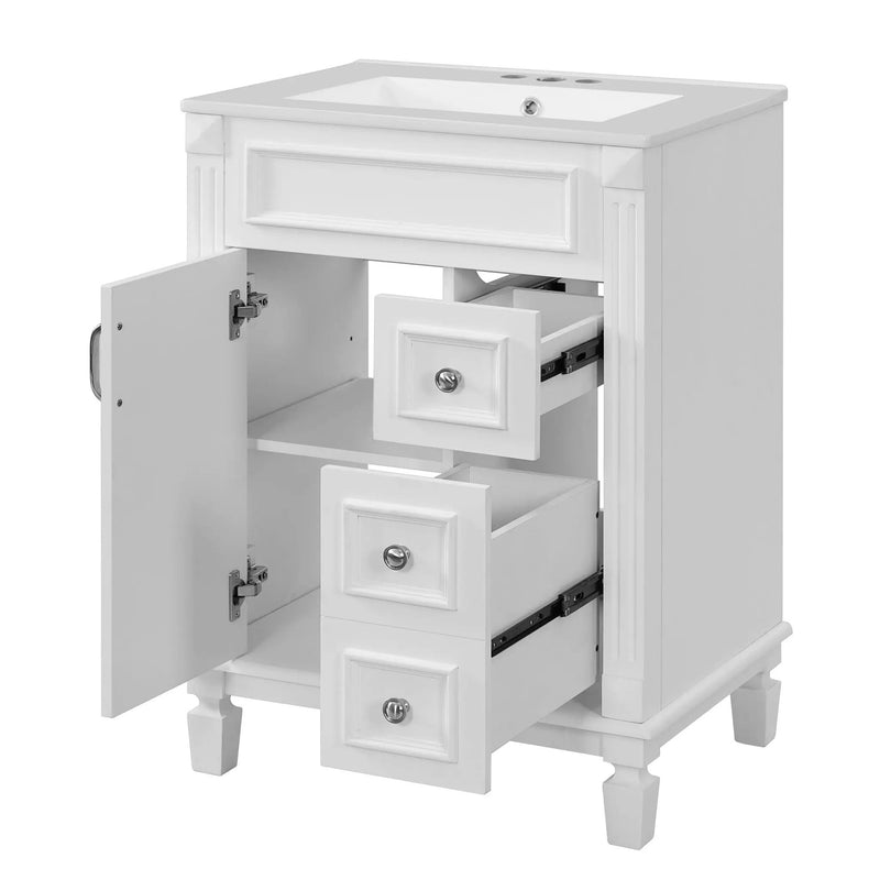 Bathroom Vanity With Sink, Compact Cabinet & 2 Drawers And Adjustable Shelf by Unique Piece Furniture