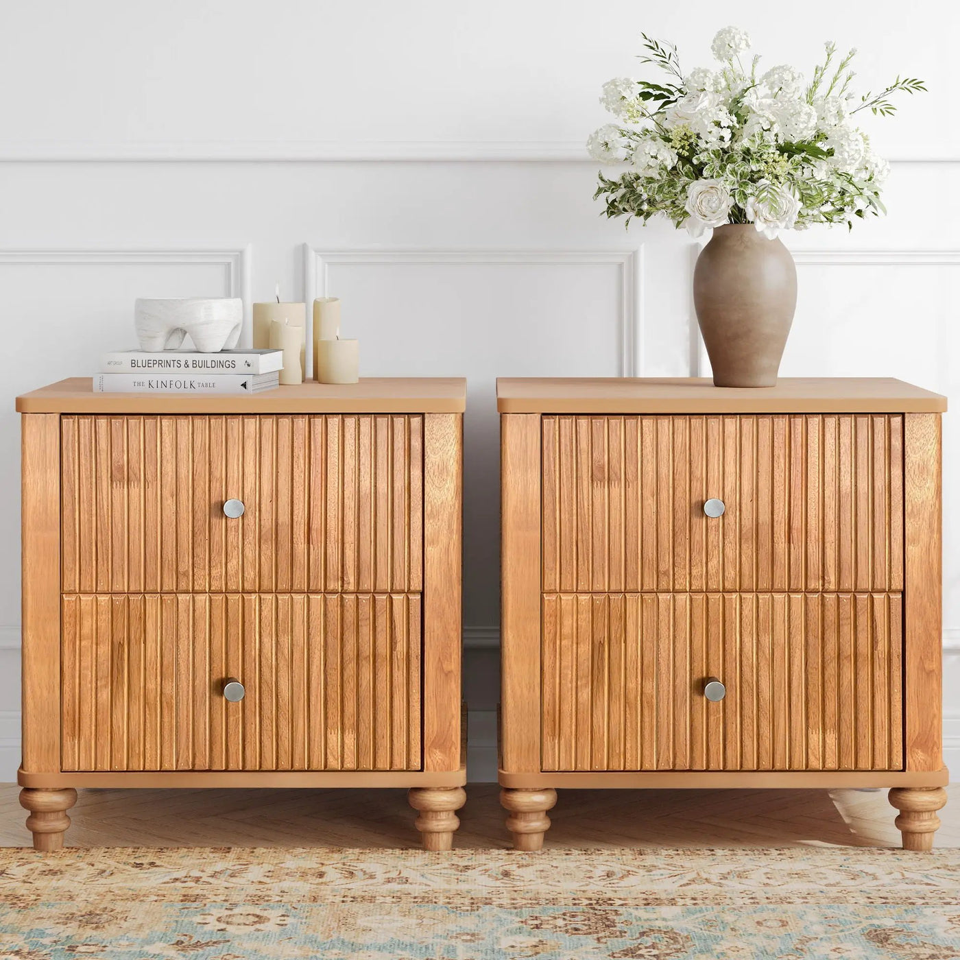 Modern Fluted Nightstand With 3 Drawers by HouseOfZazla