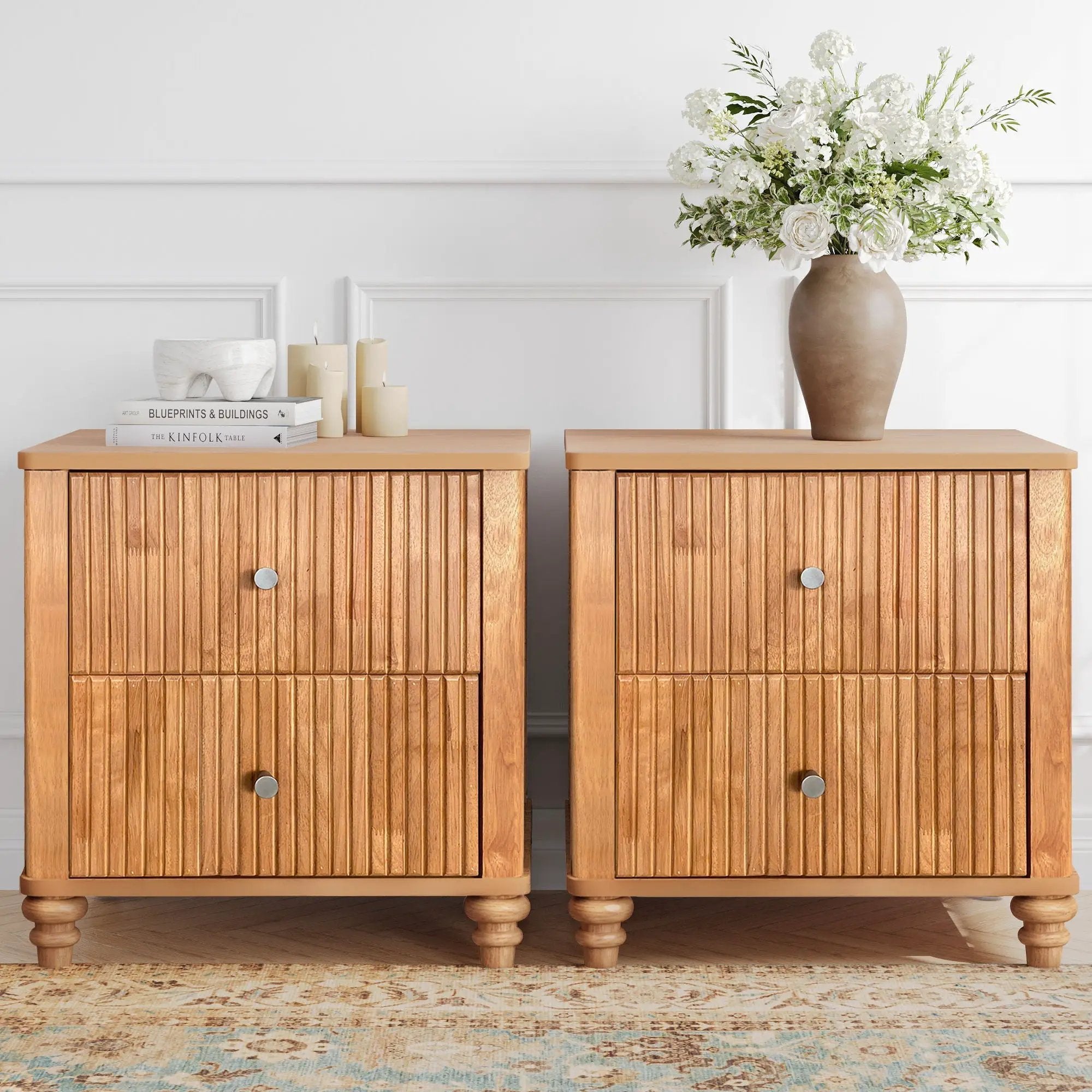 Modern Fluted Nightstand With 3 Drawers by HouseOfZazla