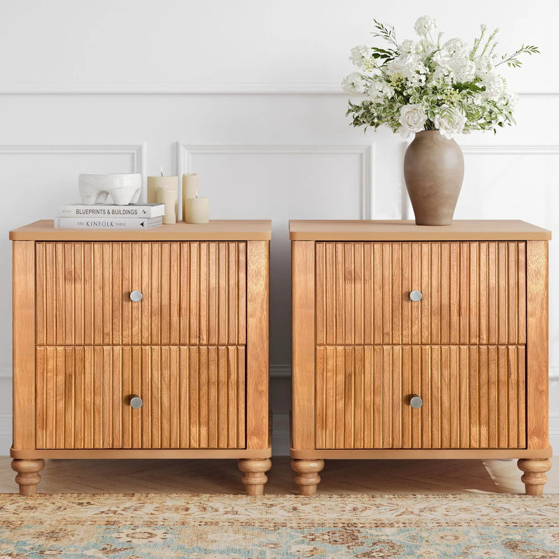 Modern Fluted Nightstand With 3 Drawers by HouseOfZazla