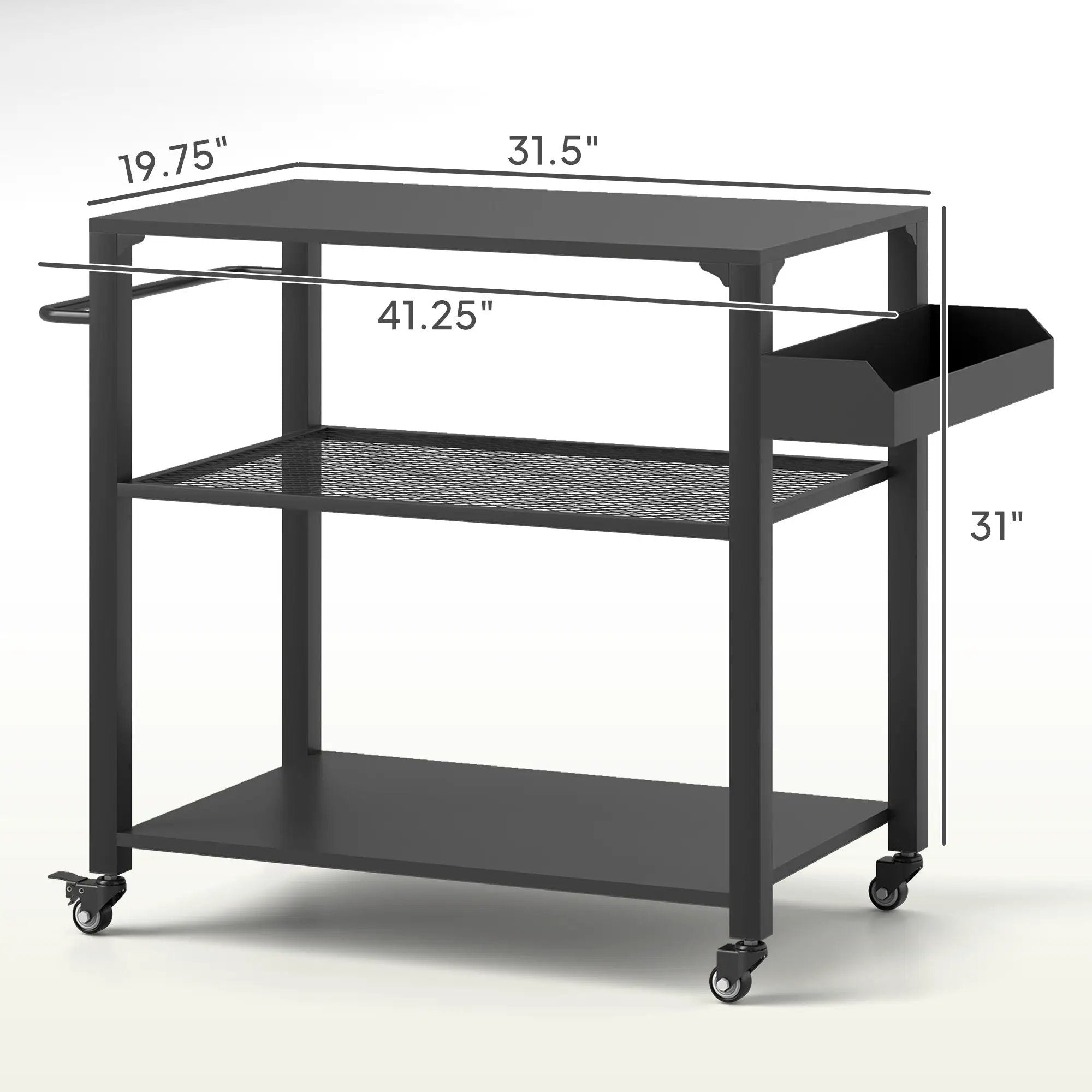 Movable Oven Table on Wheels - 3-Tier Outdoor Grill Cart by HouseOfZazla