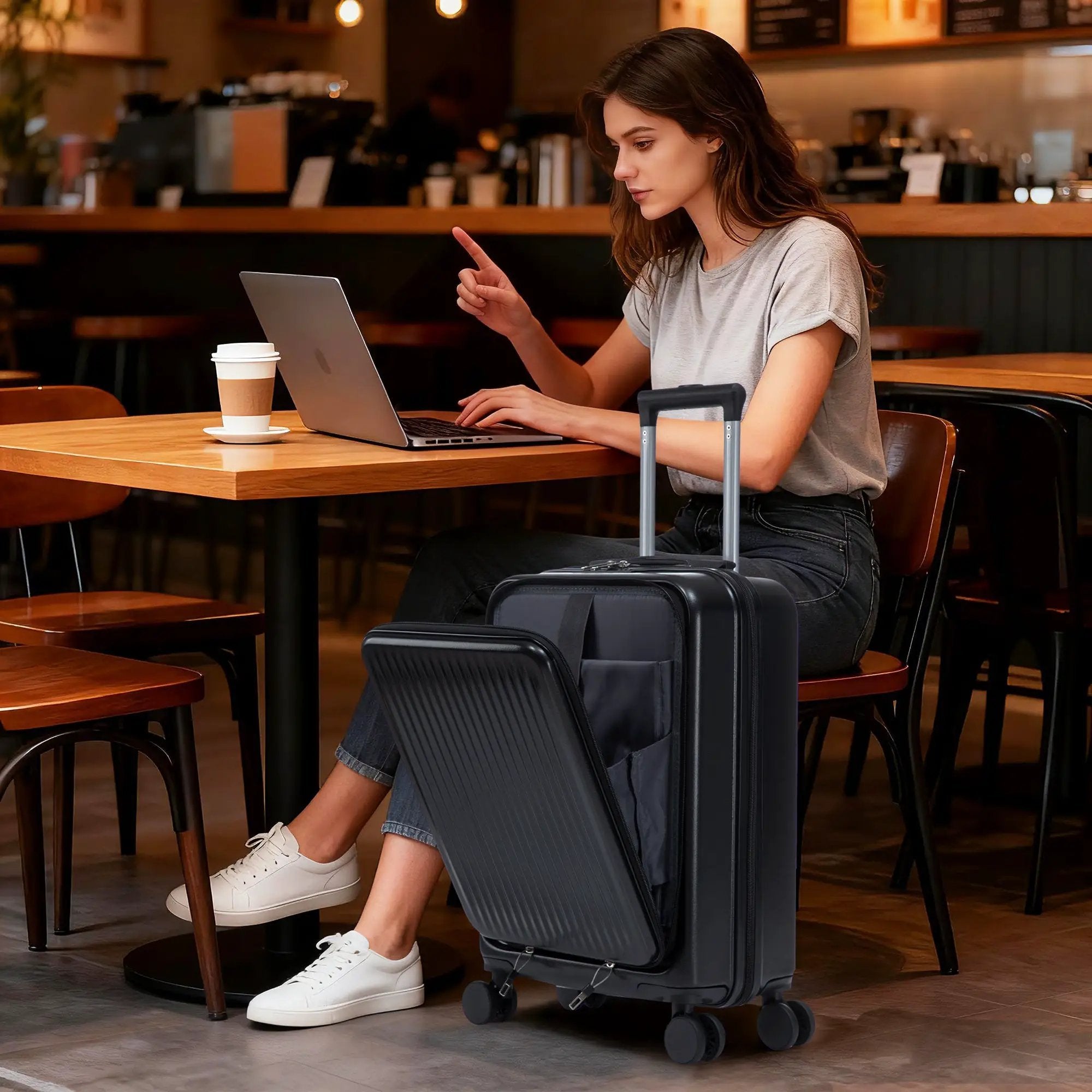 14' & 20' ABS Spinner Wheel Luggage Set with Cosmetic Case by HouseOfZazla