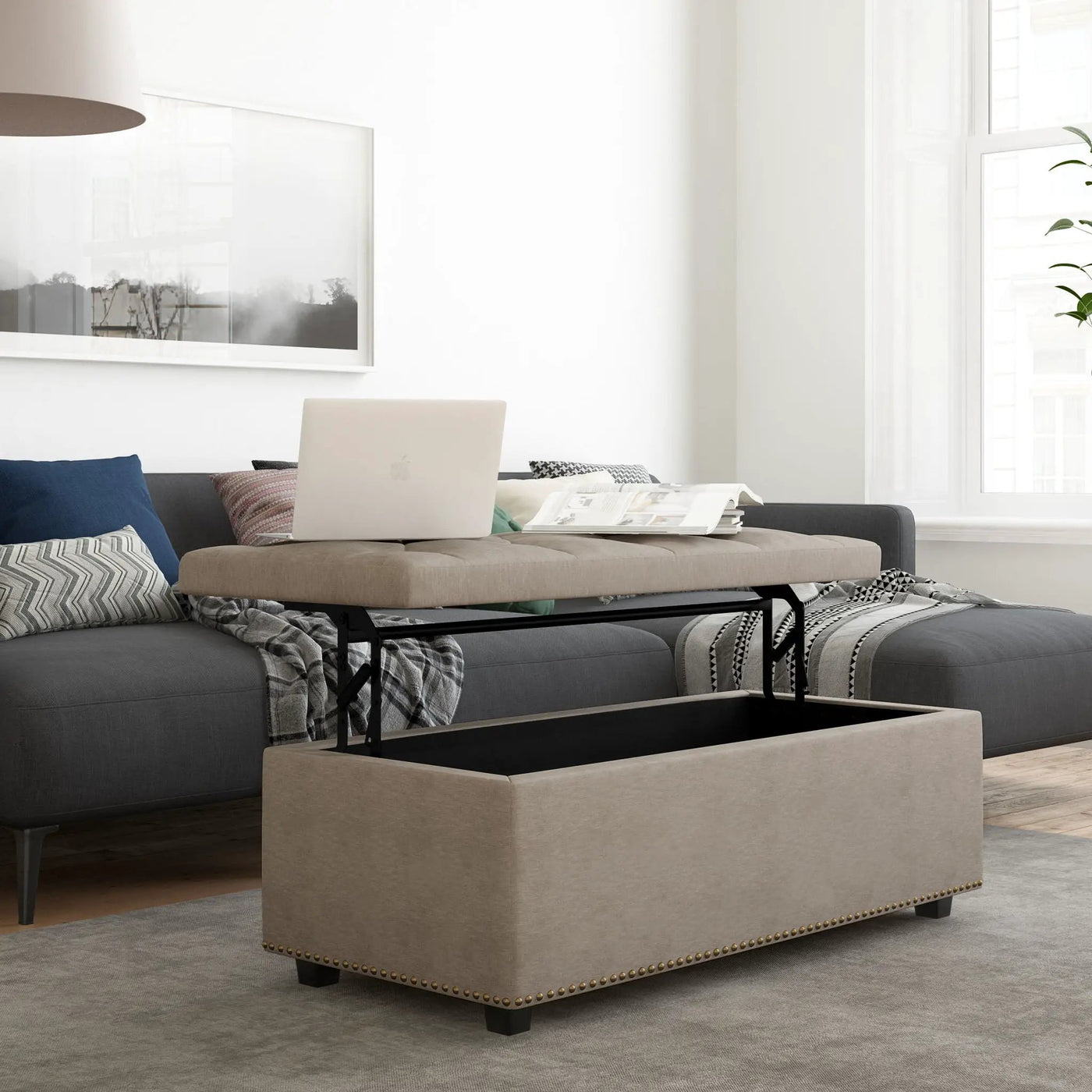 Hamilton - Upholstered Lift Top Rectangular Storage Ottoman by Unique Piece Furniture