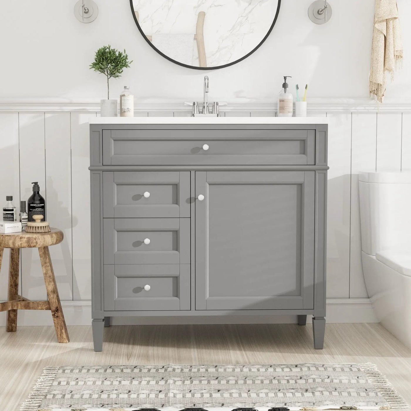 Bathroom Vanity With Top Sink, 2 Drawers And Tip Out Drawer by Unique Piece Furniture