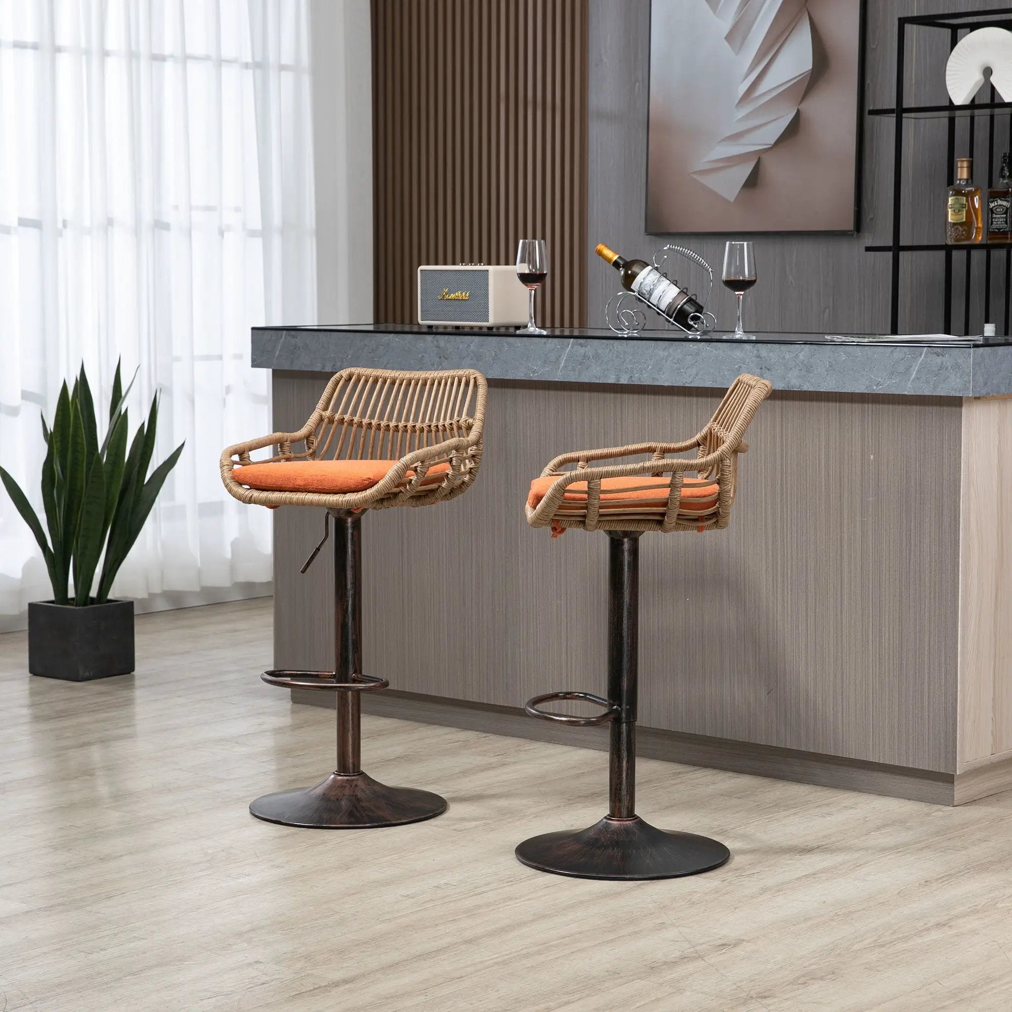 Modern Swivel Bar Stools Adjustable Counter Chairs With Footrest (Set of 2) by HouseOfZazla