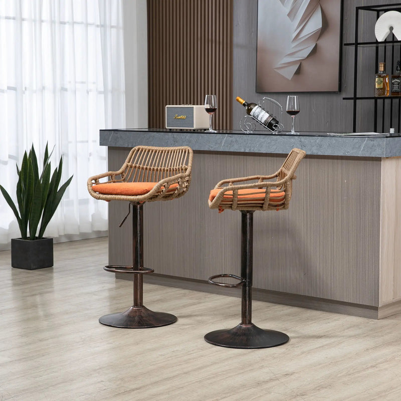 Modern Swivel Bar Stools Adjustable Counter Chairs With Footrest (Set of 2) by HouseOfZazla