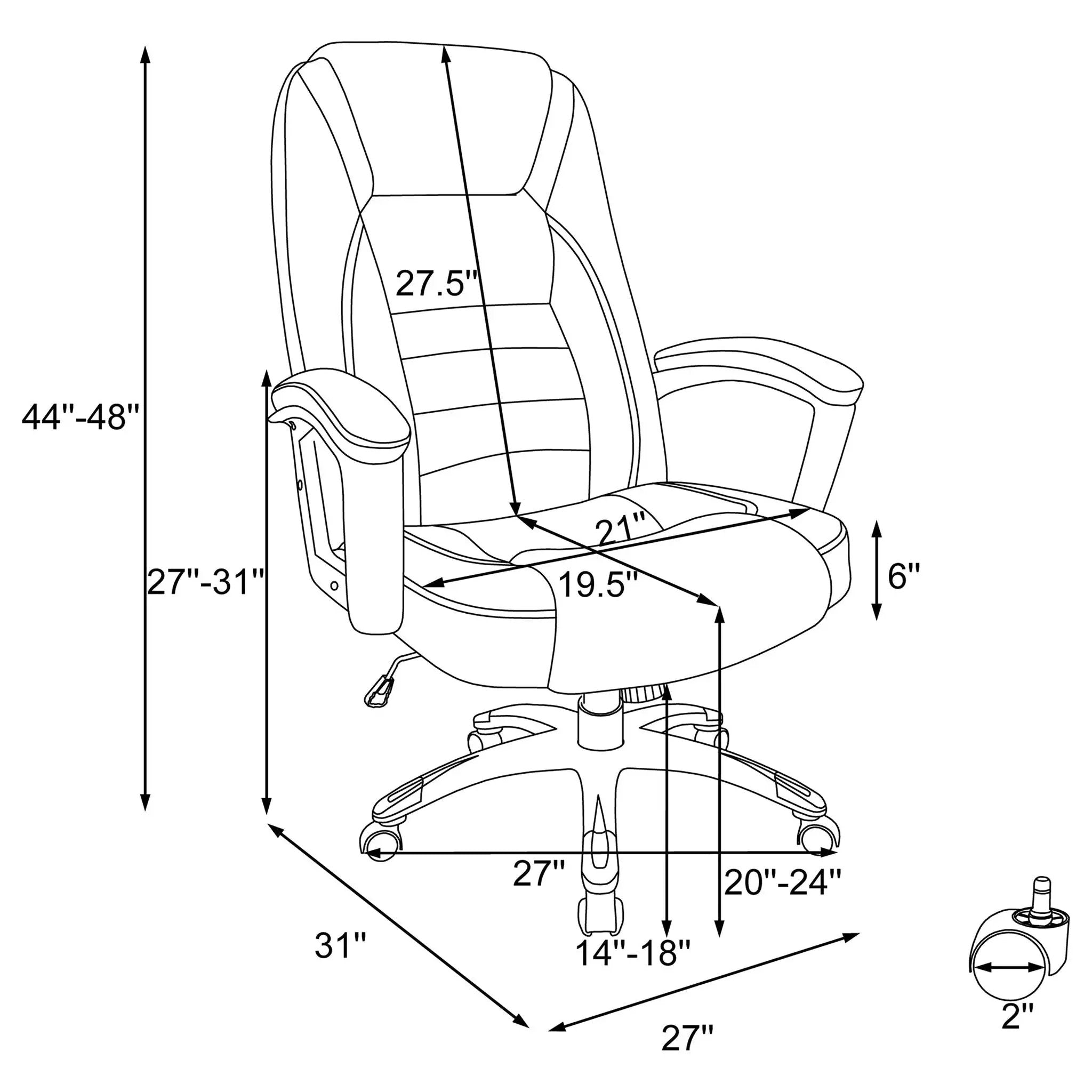 Office Chair With Base, Height Adjustable For Home & Workspaces - Black by HouseOfZazla