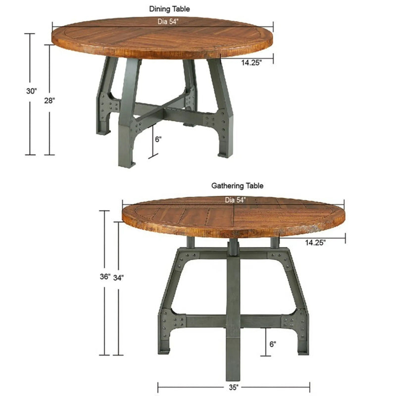 Lancaster - Round Dining / Gathering Table With Adjustable Height - Walnut by HouseOfZazla