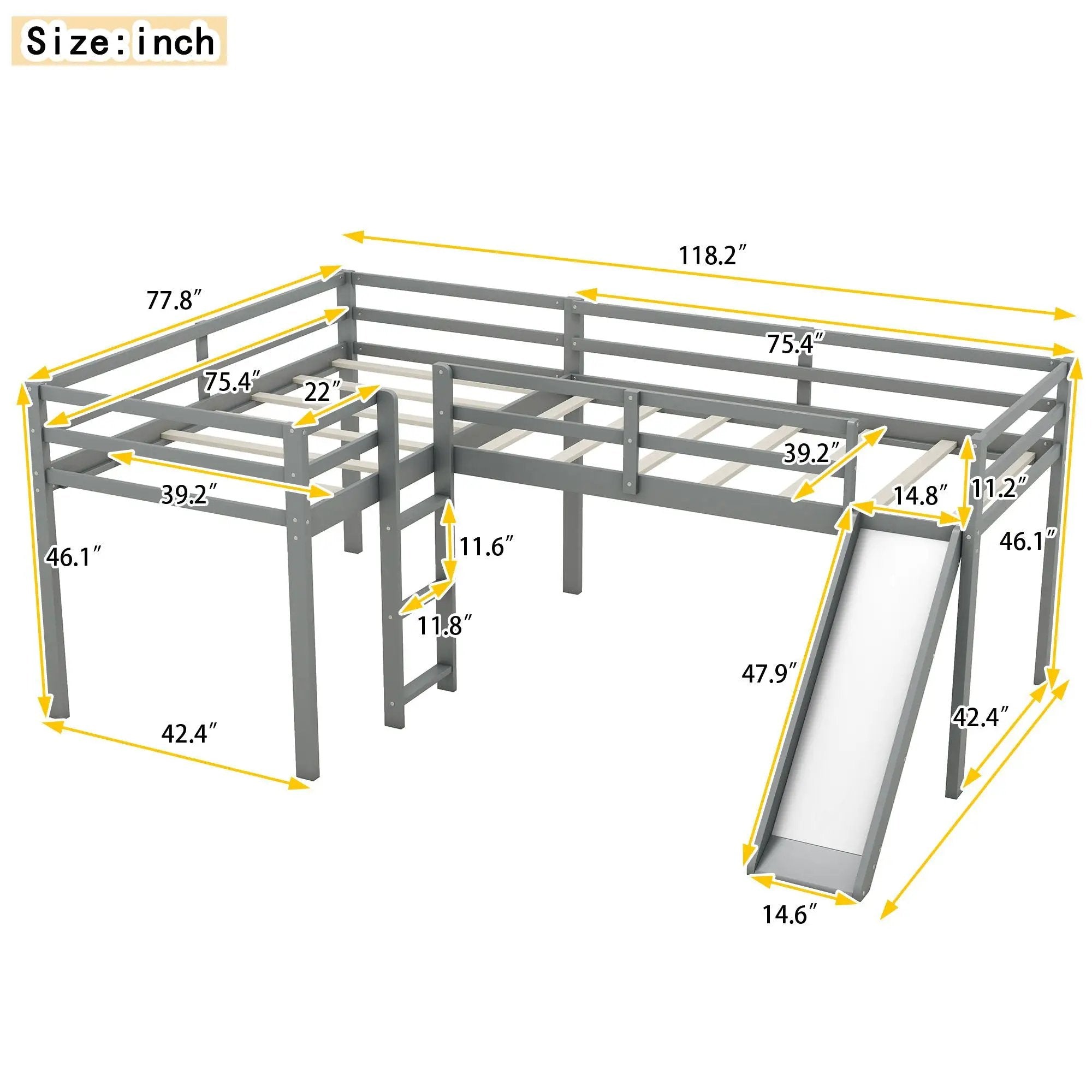 L Shaped Loft Bed With Ladder And Slide by Unique Piece Furniture
