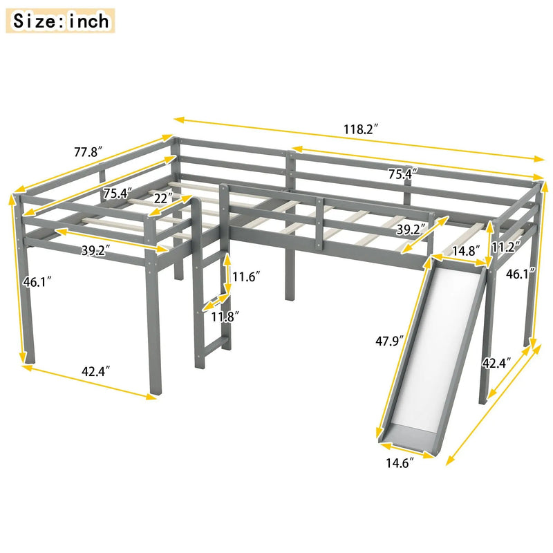 L Shaped Loft Bed With Ladder And Slide by Unique Piece Furniture