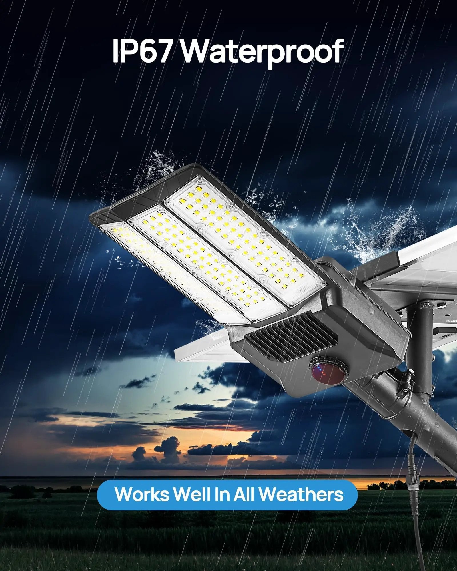 9500W Aluminum Solar Street Lights Outdoor, 500000LM High Powered Commercial Parking Lot Lights 6500K Dusk to Dawn with Remote by Outdoor Solar Outlet