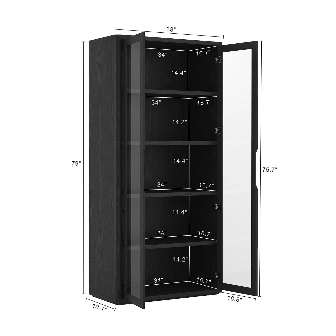 Rivington - Bookcase Cabinet With Glass Doors by HouseOfZazla