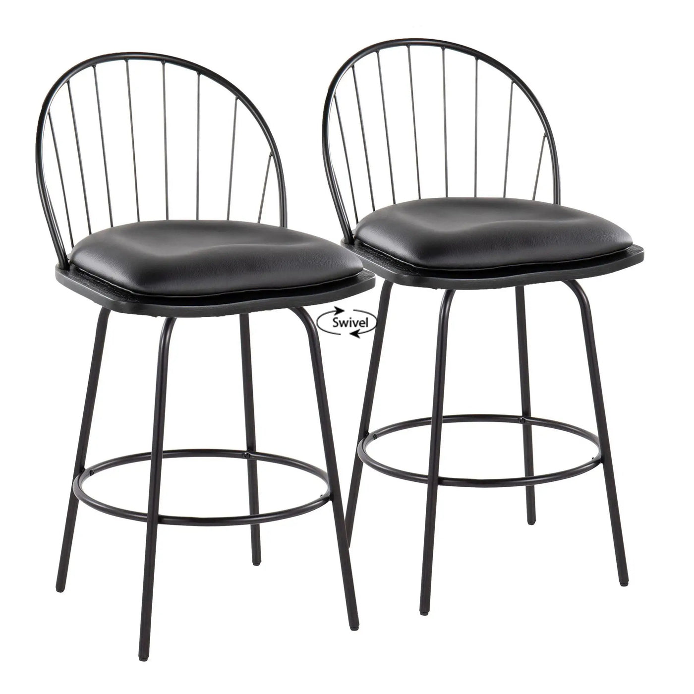 Riley - Claire Farmhouse Fixed Height Counter Stool With Swivel With Round Footrest (Set of 2) by HouseOfZazla