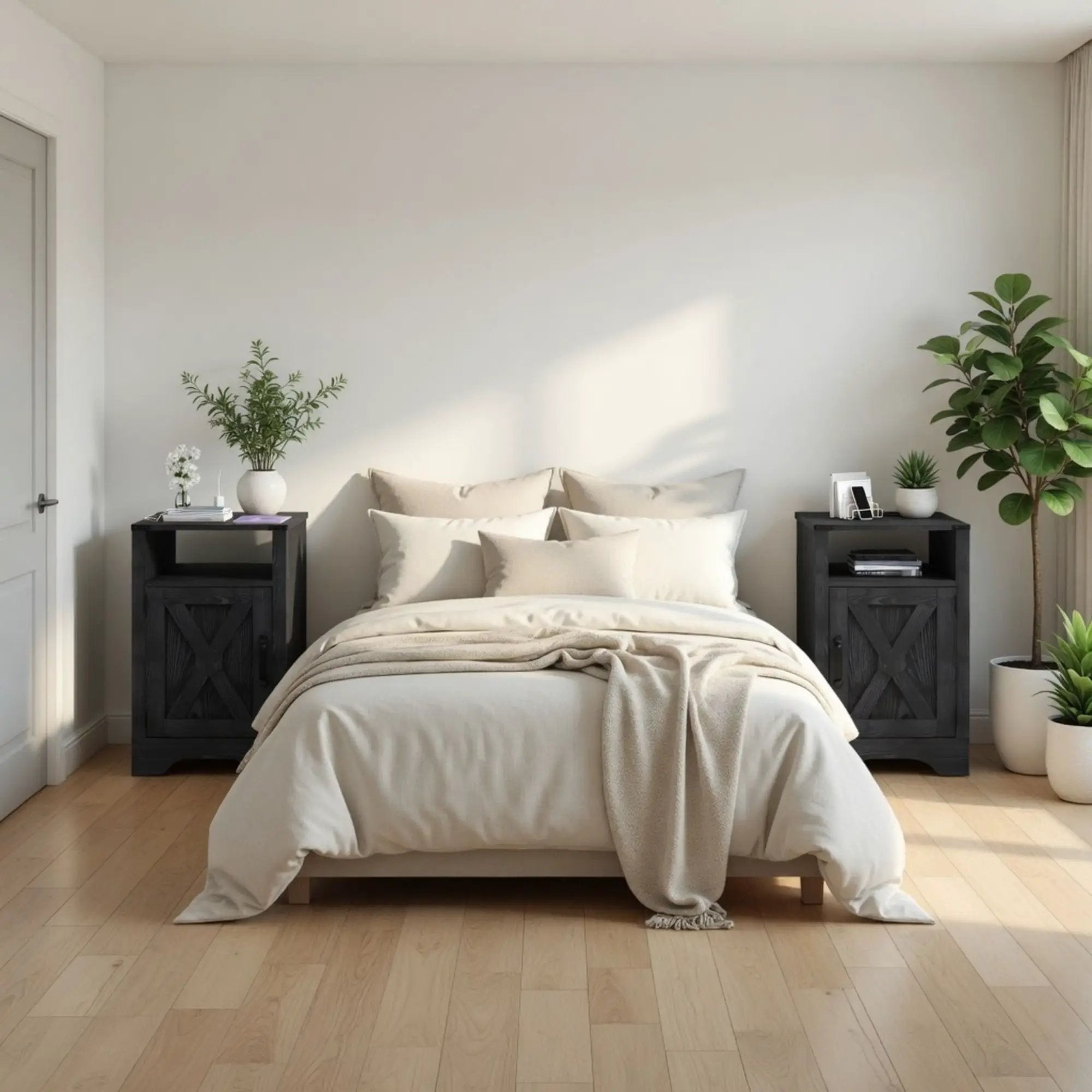 Farmhouse Nightstand, Charging Station & Storage by HouseOfZazla
