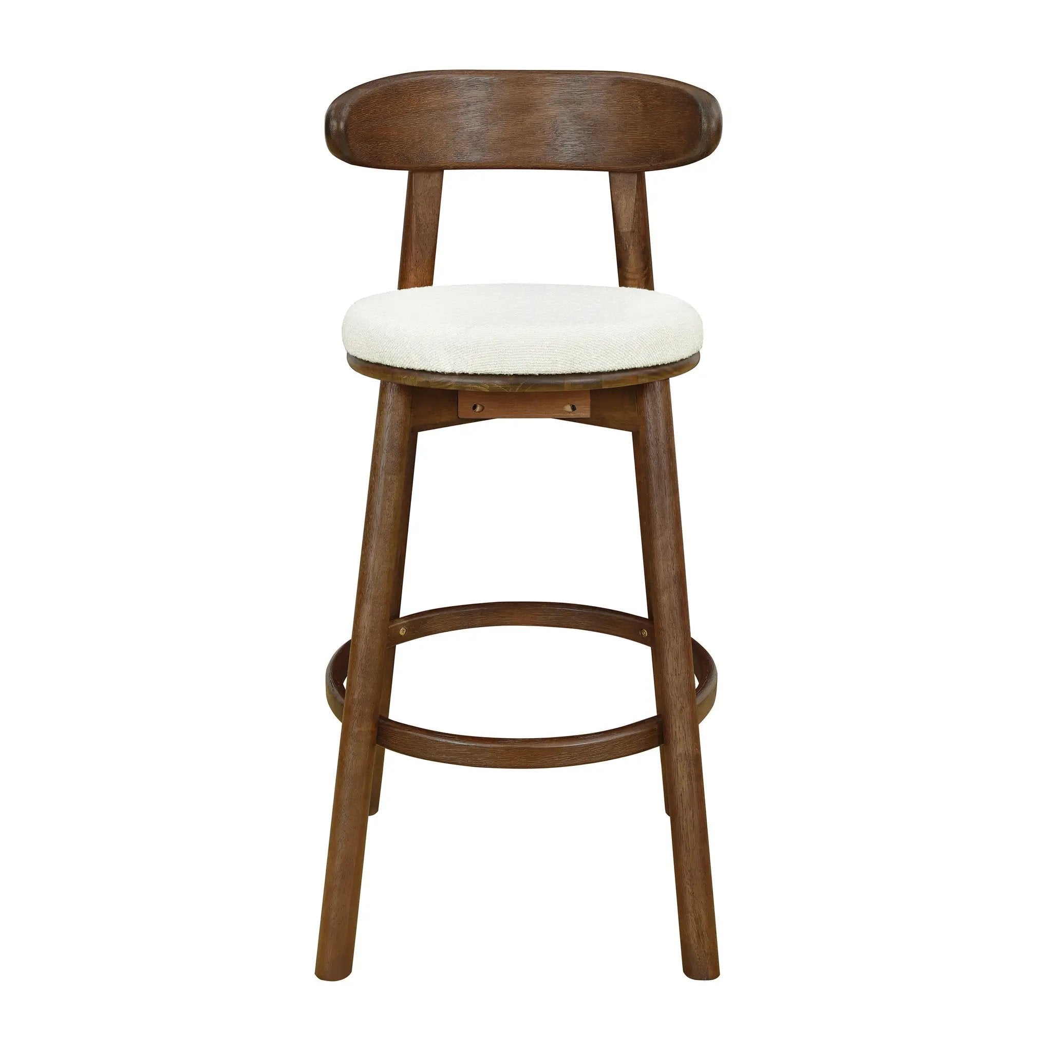 Round Cushion Bar Stools (Walnut + Beige) by HouseOfZazla