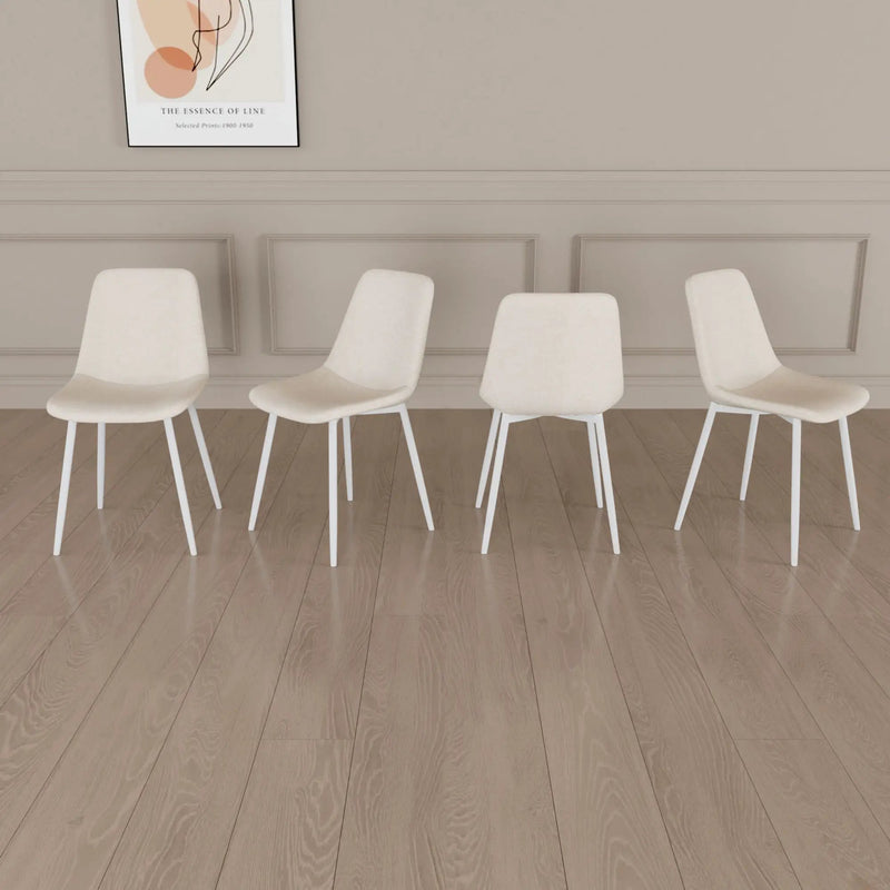 Modern Kitchen Dining Chairs (Set of 4) With Linen Padding And Sturdy Metal Legs - Beige by Unique Piece Furniture