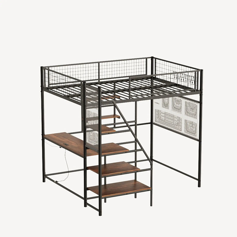 Metal Loft Bed With Built - In Charging Station And LED Light by HouseOfZazla