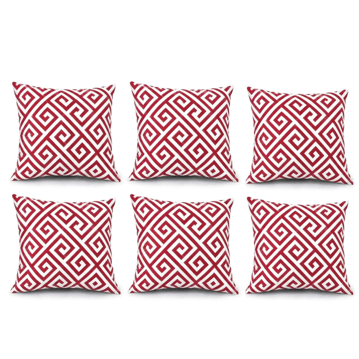4 Pack Outdoor Pillow Covers - Red Greek Key by HouseOfZazla