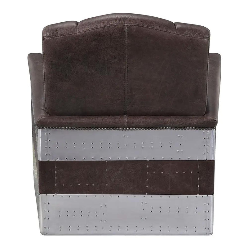 Brancaster - Accent Chair - Retro Brown Top Grain Leather & Aluminum by Unique Piece Furniture