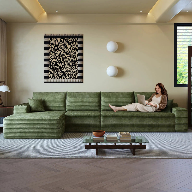 135" Cloud Sectional Couch with L-Shape Chaise by HouseOfZazla