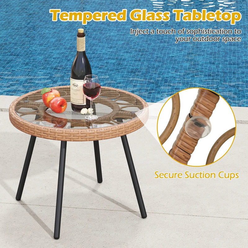 3 Piece Patio Bistro Set with Heavy Duty Metal Frame-Beige by DirectDeals