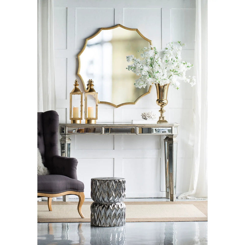 Round Sunburst Wall Mirror With, Wall Decor Mirror For Entryway Bedroom Living Room - Gold by Unique Piece Furniture