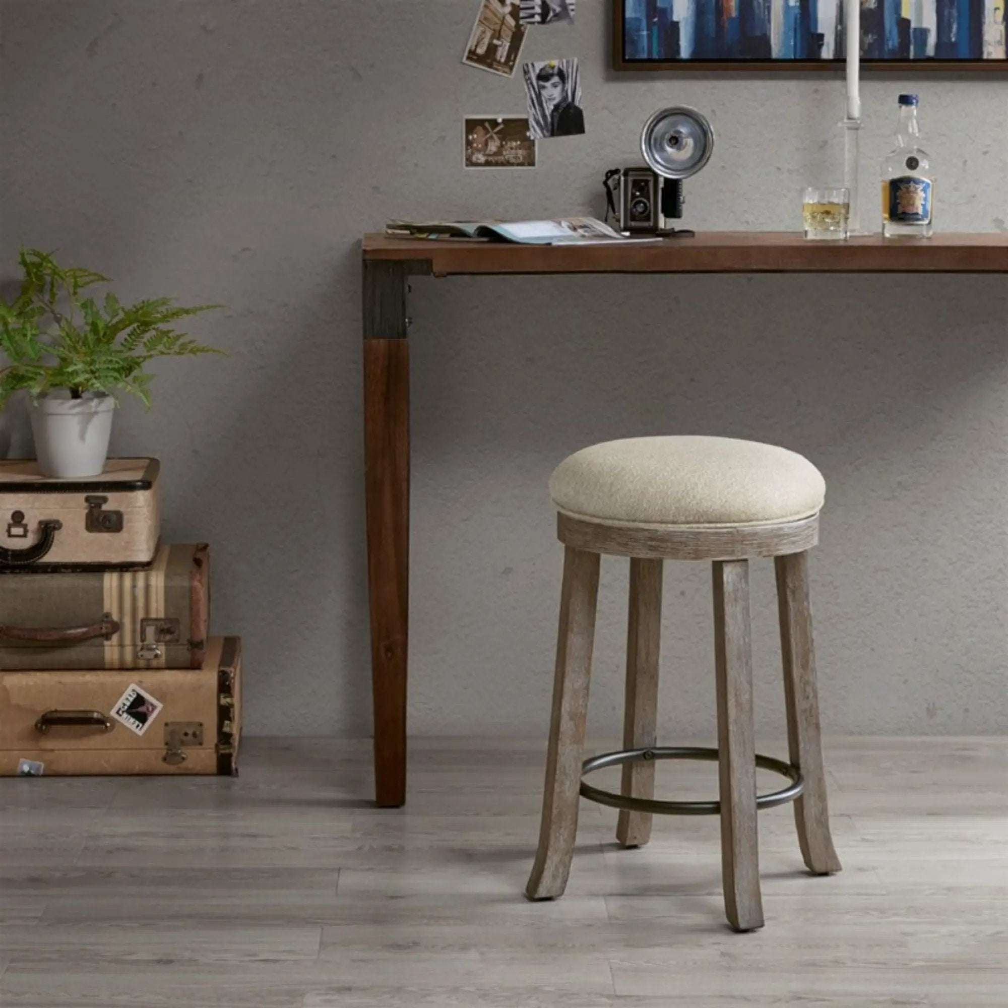 Swivel Counter Stool - Cream / Reclaimed Gray by Unique Piece Furniture
