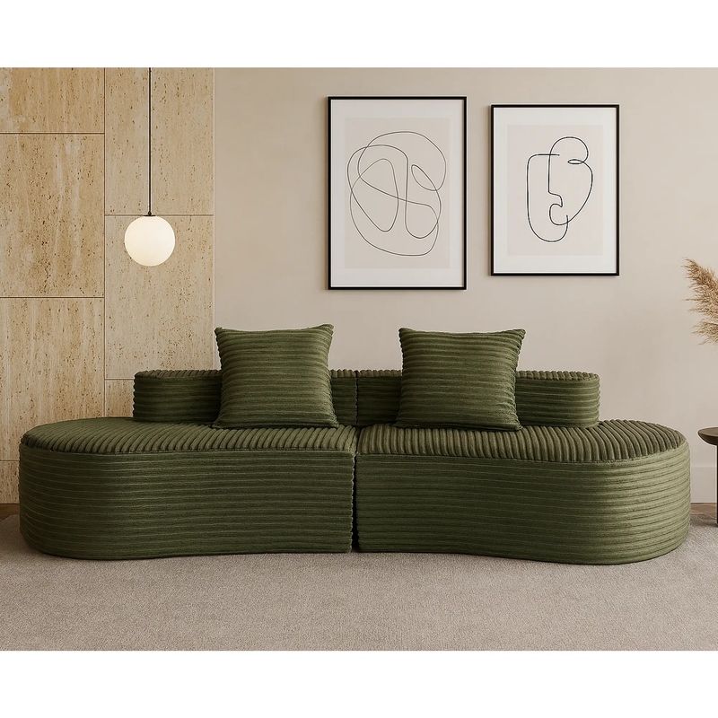 Cozy Corduroy 2-Seater Sofa with Lumbar Pillows by HouseOfZazla