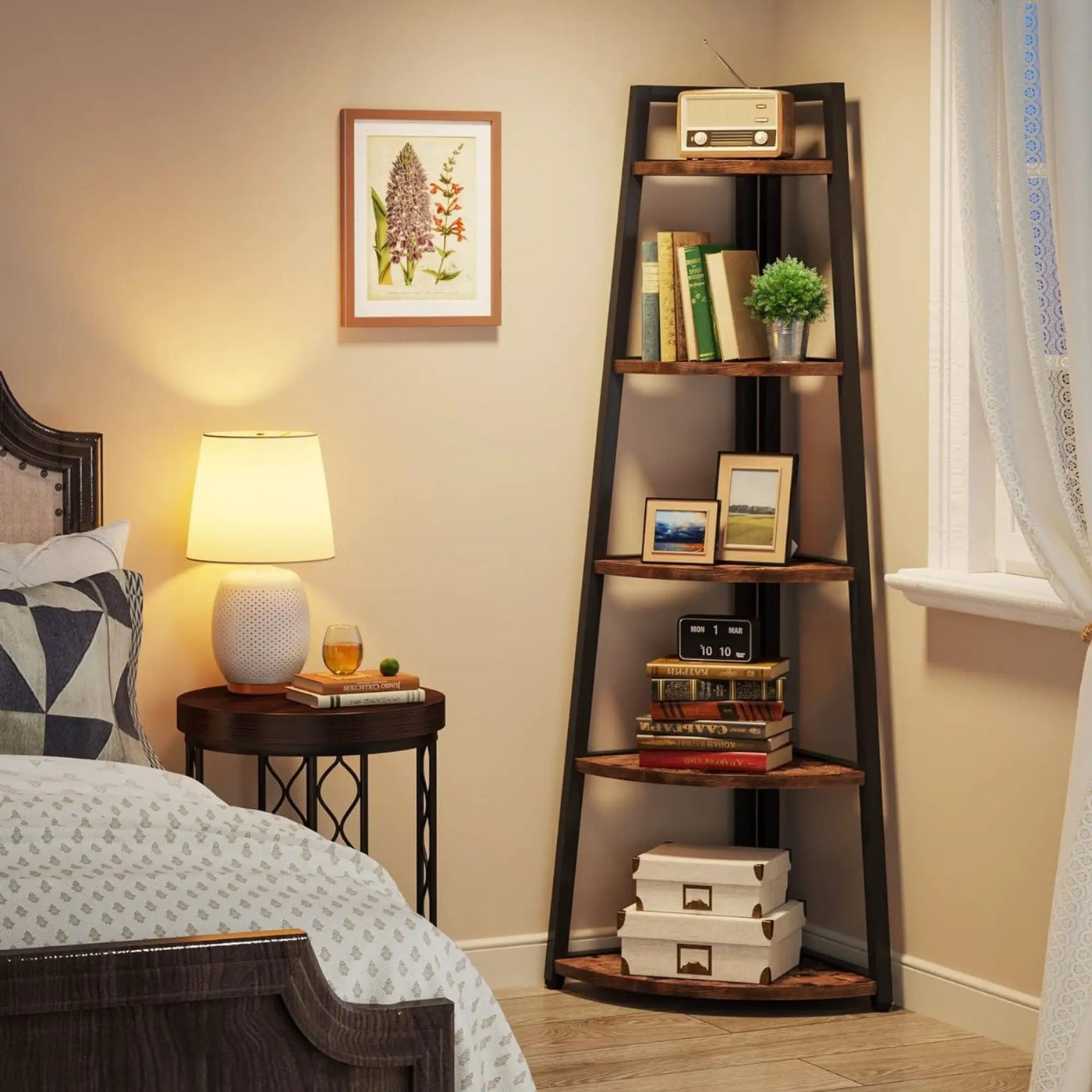 Tall 5 Tier Corner Bookshelf For Living Room by HouseOfZazla