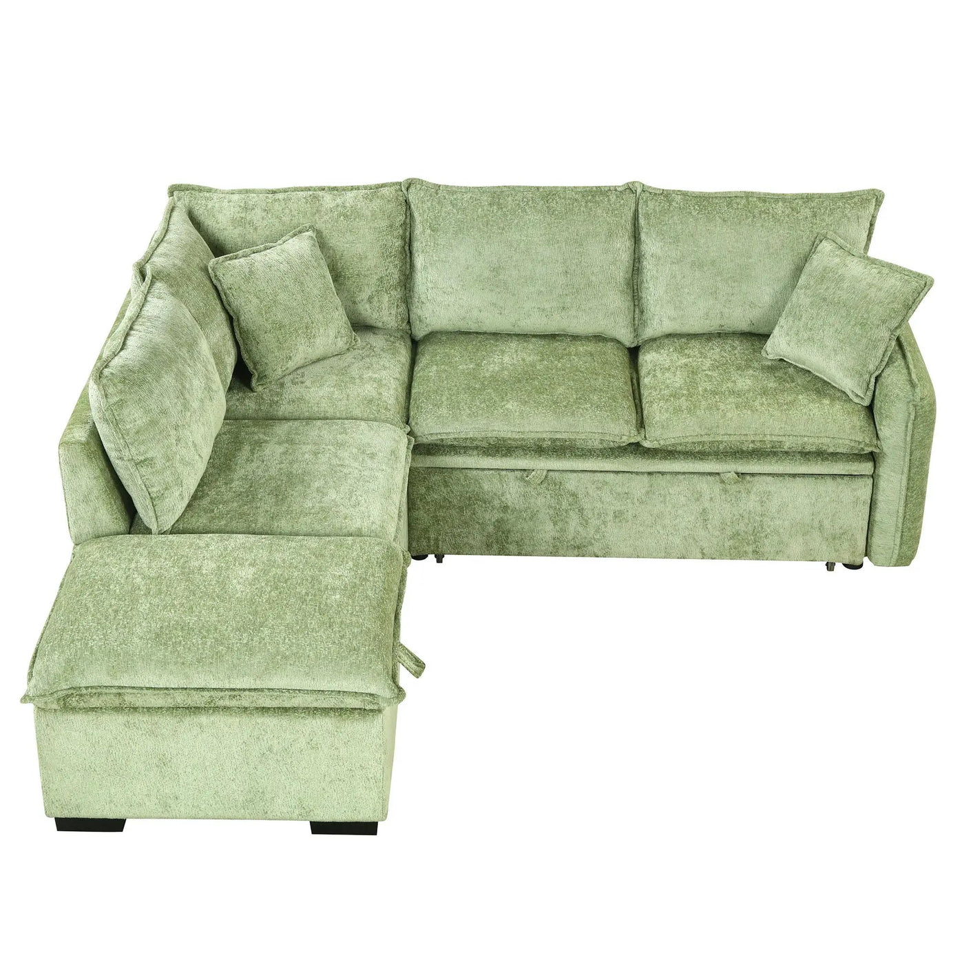 Convertible Sofa Bed Sectional Sofa Sleeper L-Shaped Sofa With A Storage Ottoman, Two Pillows, Two Power Sockets And Two USB Ports For Living Room by HouseOfZazla