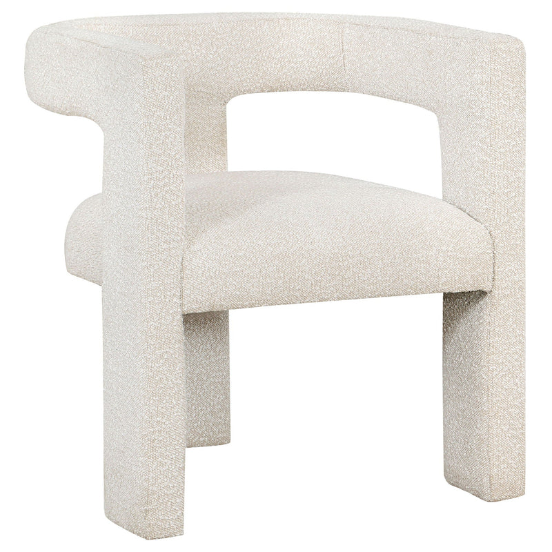Verda - Upholstered Accent Side Chair In Soft With Rounded Open Back And 3 Leg Base - White by HouseOfZazla
