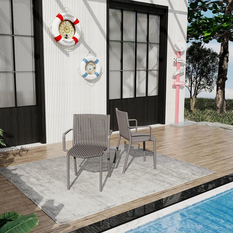 4 Piece Stackable Single Chairs With Vertical Stripe Design For All Weather by HouseOfZazla