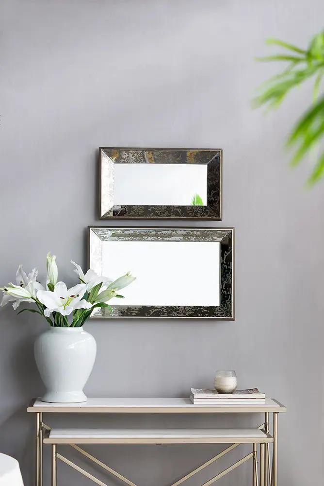 Antique Rectangle Mirror with Floral Accents by HouseOfZazla