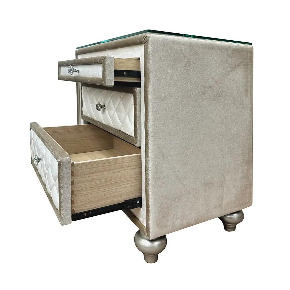 Lucienne - Nightstand - Beige Velvet by Unique Piece Furniture