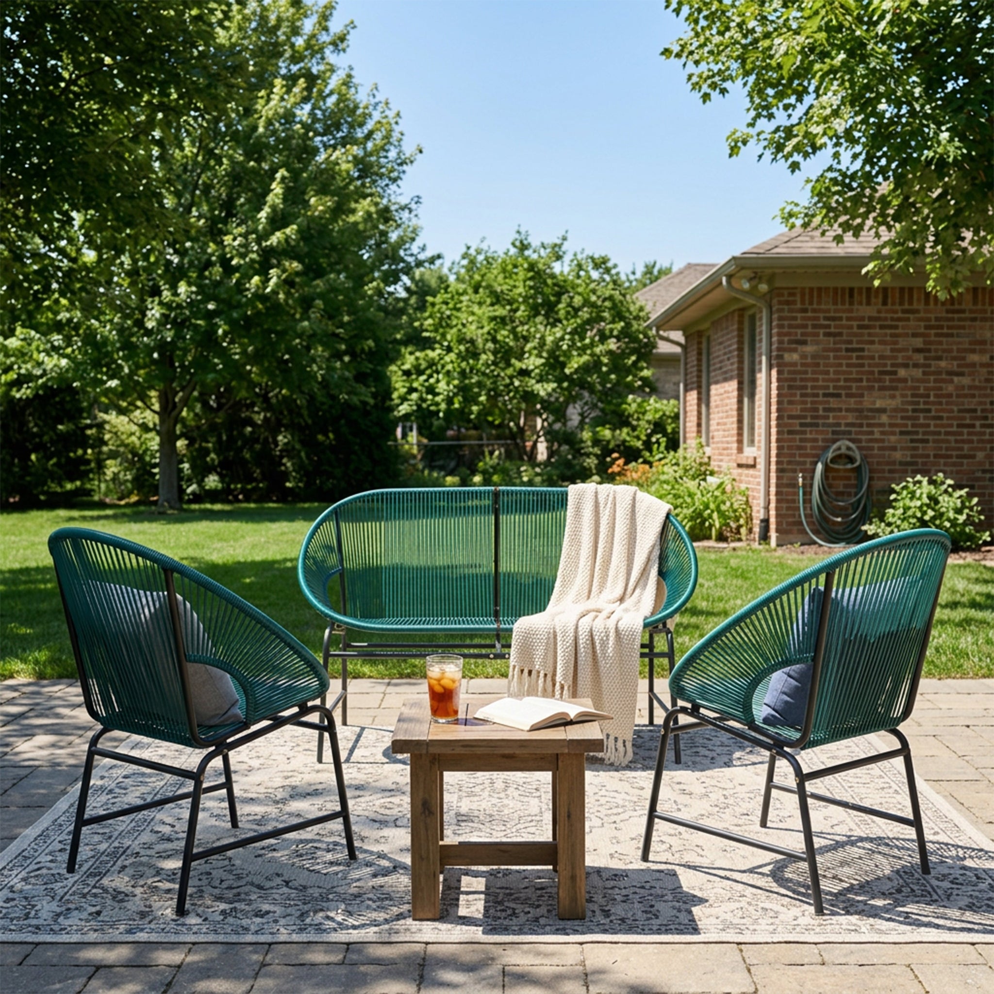 Nusa Outdoor Patio Wicker 3-Piece Chat Set by HouseOfZazla