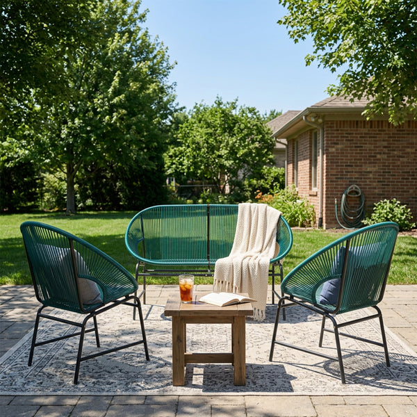 Nusa Outdoor Patio Wicker 3-Piece Chat Set