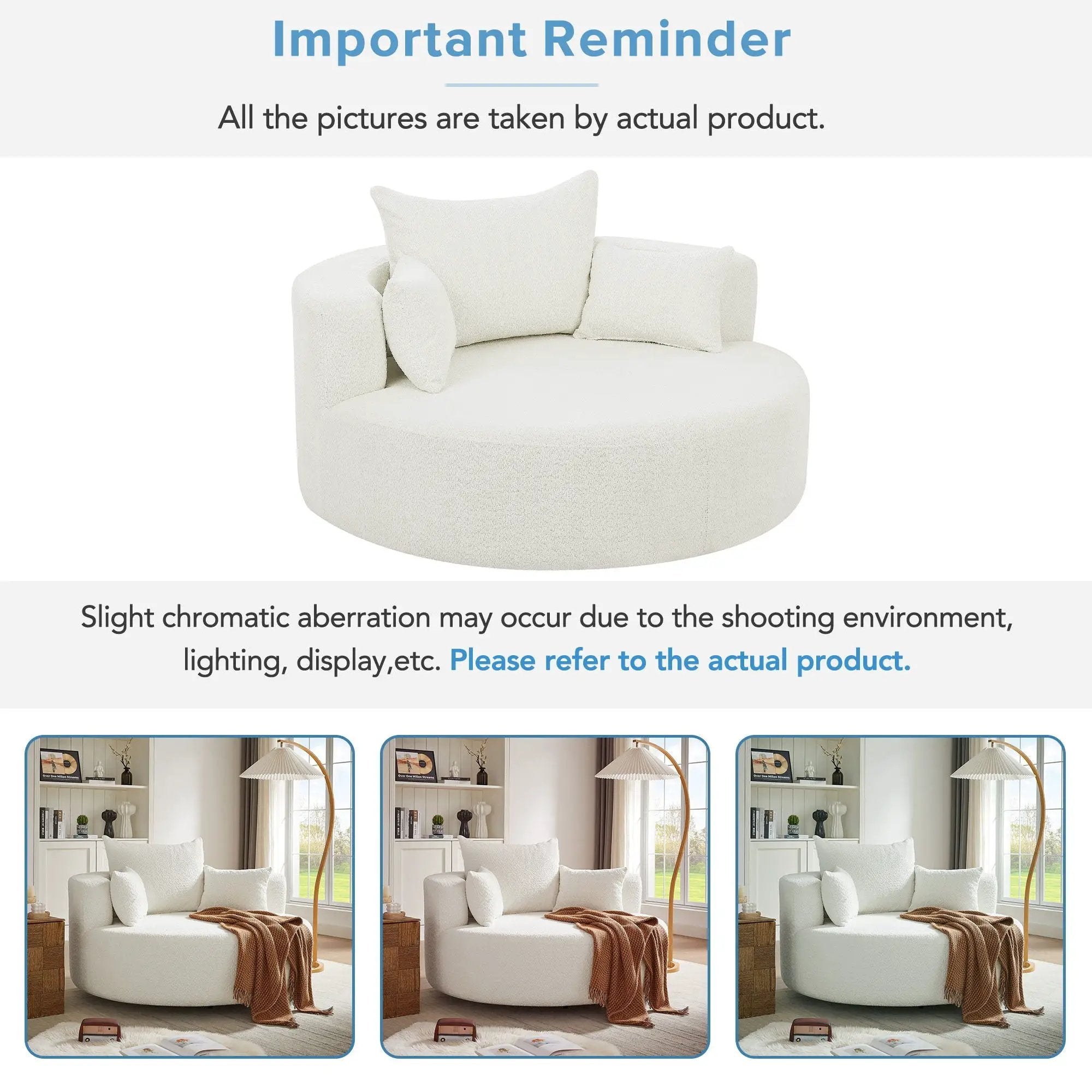 360° Swivel Chair Accent Barrel Chair With Removable Pillows by HouseOfZazla