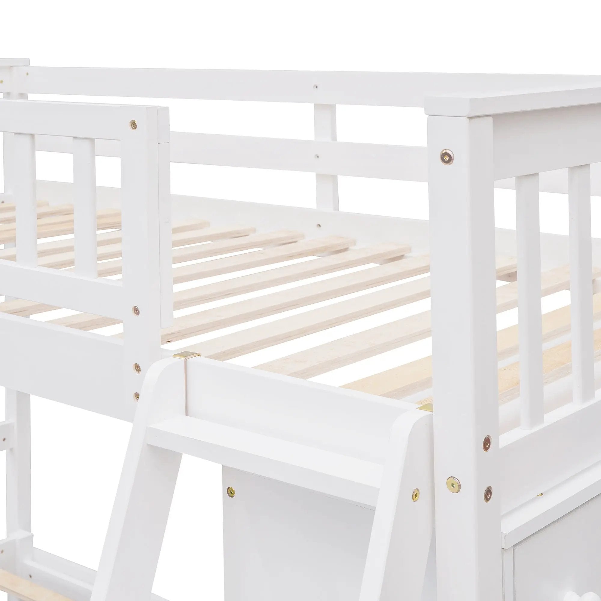 Bunk Bed With 6 Drawers And Flexible Shelves, Bottom Bed With Wheels by HouseOfZazla