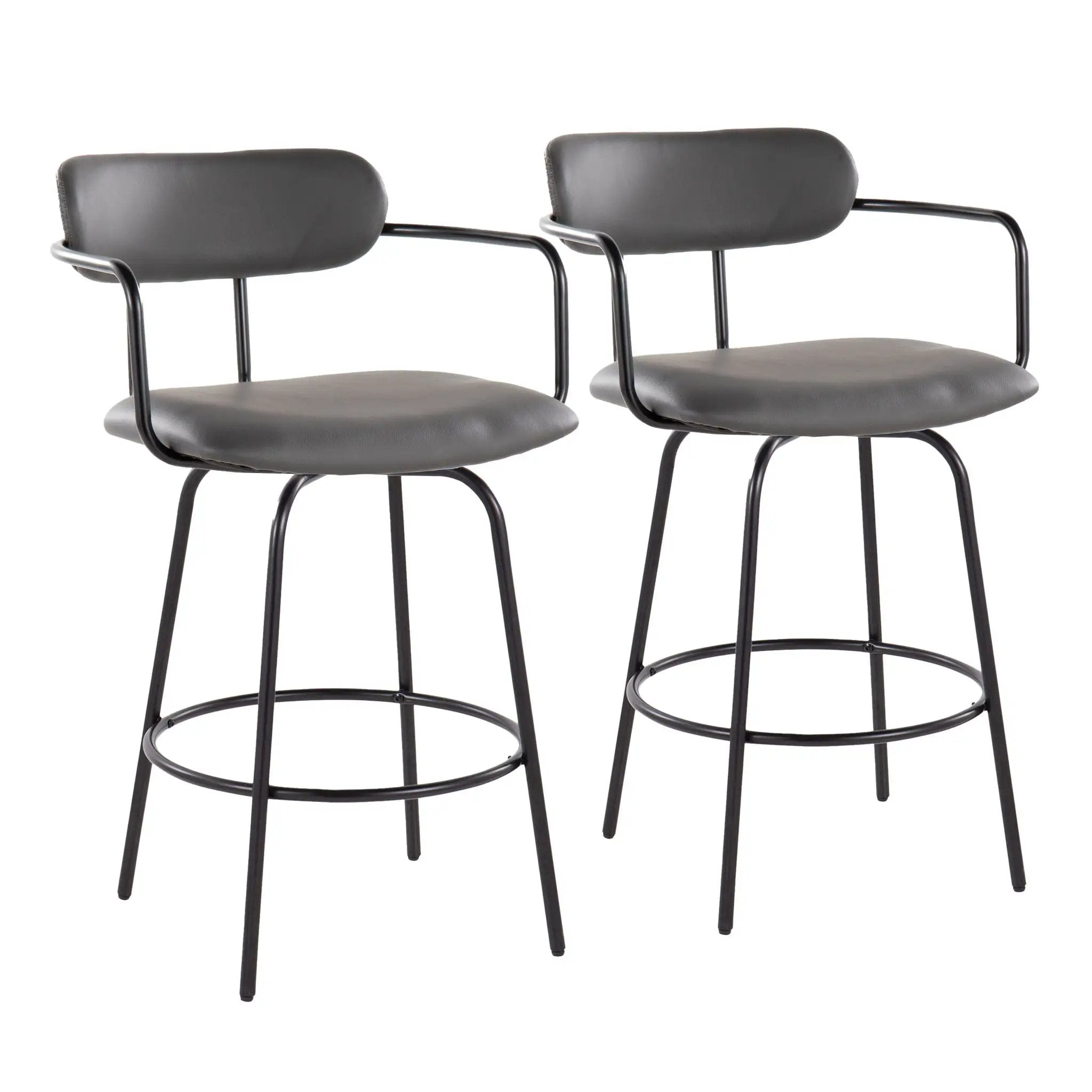 Demi - Contemporary Fixed Height Counter Stool With Swivel With Round Footrest (Set of 2) by HouseOfZazla
